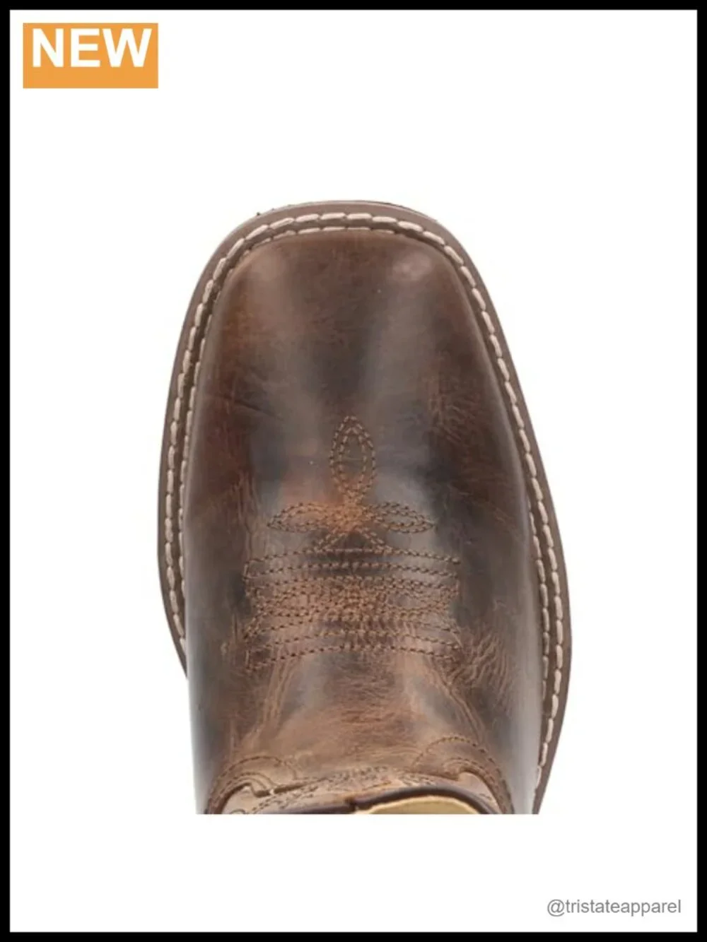 Genuine Leather Square Toe Western Ankle Boots Crepe Sole